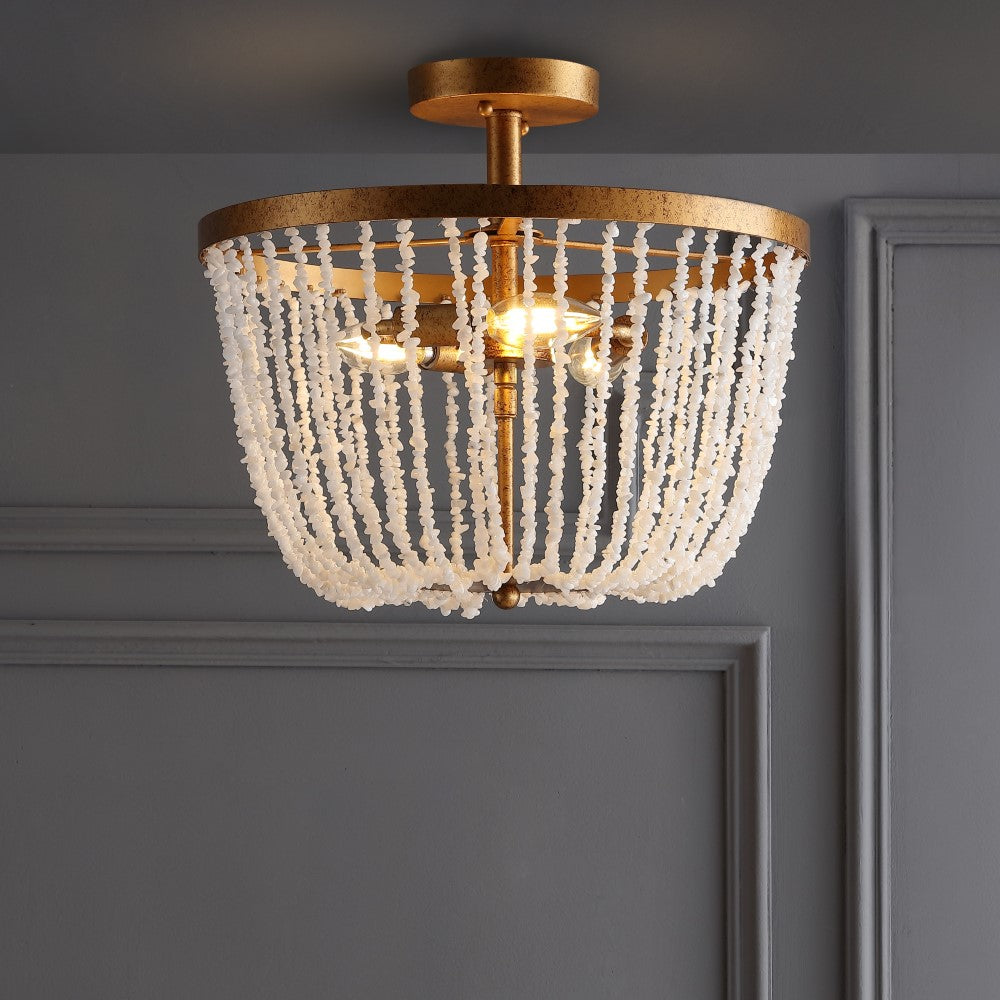 Rex 15" Stone/Metal LED Flush Mount