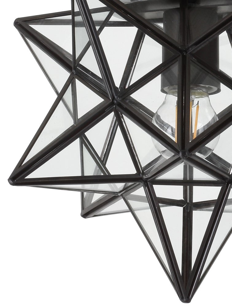 Gimignano 12" Moravian Star Metal/Clear Glass LED Flush Mount
