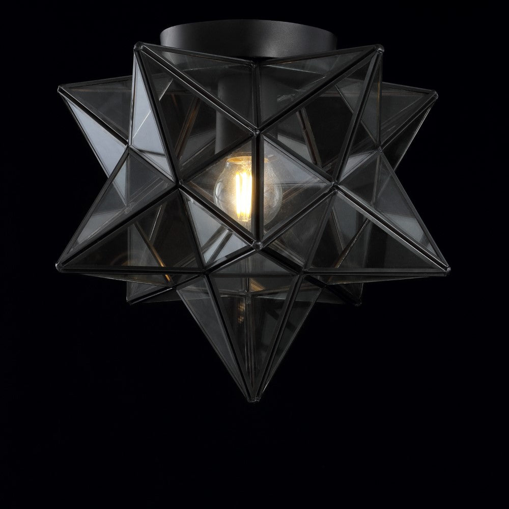 Gimignano 12" Moravian Star Metal/Clear Glass LED Flush Mount