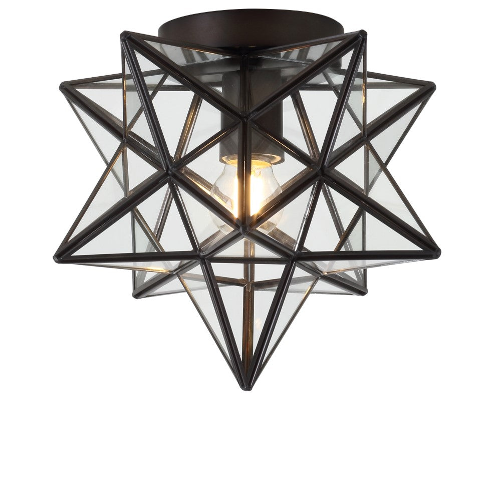 Gimignano 12" Moravian Star Metal/Clear Glass LED Flush Mount