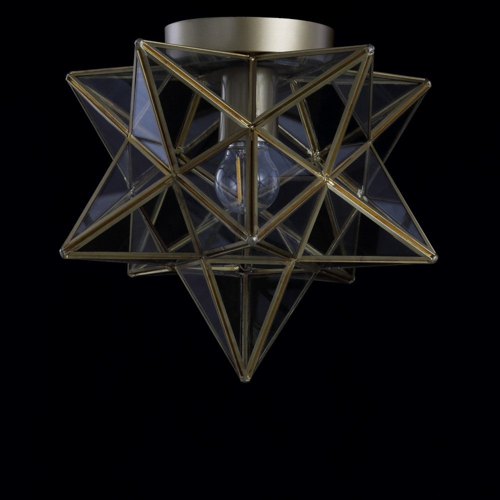 Gimignano 12" Moravian Star Metal/Clear Glass LED Flush Mount