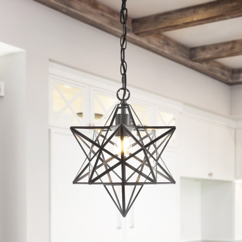 Gimignano 12" Moravian Star Metal/Clear Glass LED Flush Mount