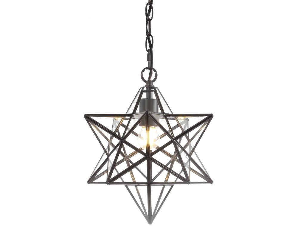 Gimignano 12" Moravian Star Metal/Clear Glass LED Flush Mount
