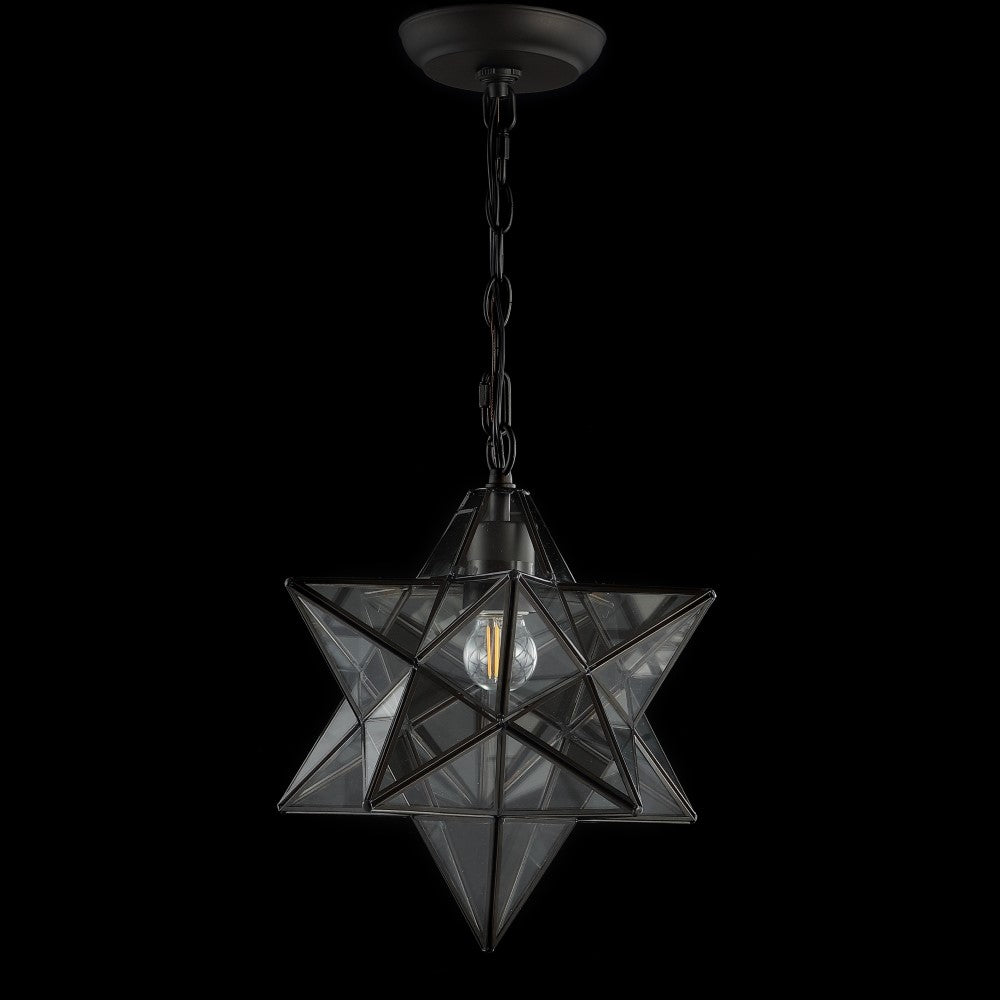 Gimignano 12" Moravian Star Metal/Clear Glass LED Flush Mount