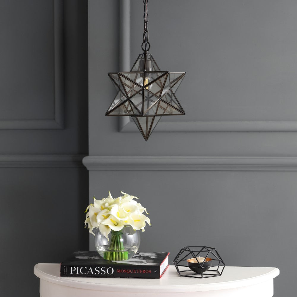Gimignano 12" Moravian Star Metal/Clear Glass LED Flush Mount