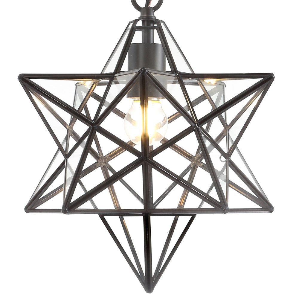 Gimignano 12" Moravian Star Metal/Clear Glass LED Flush Mount