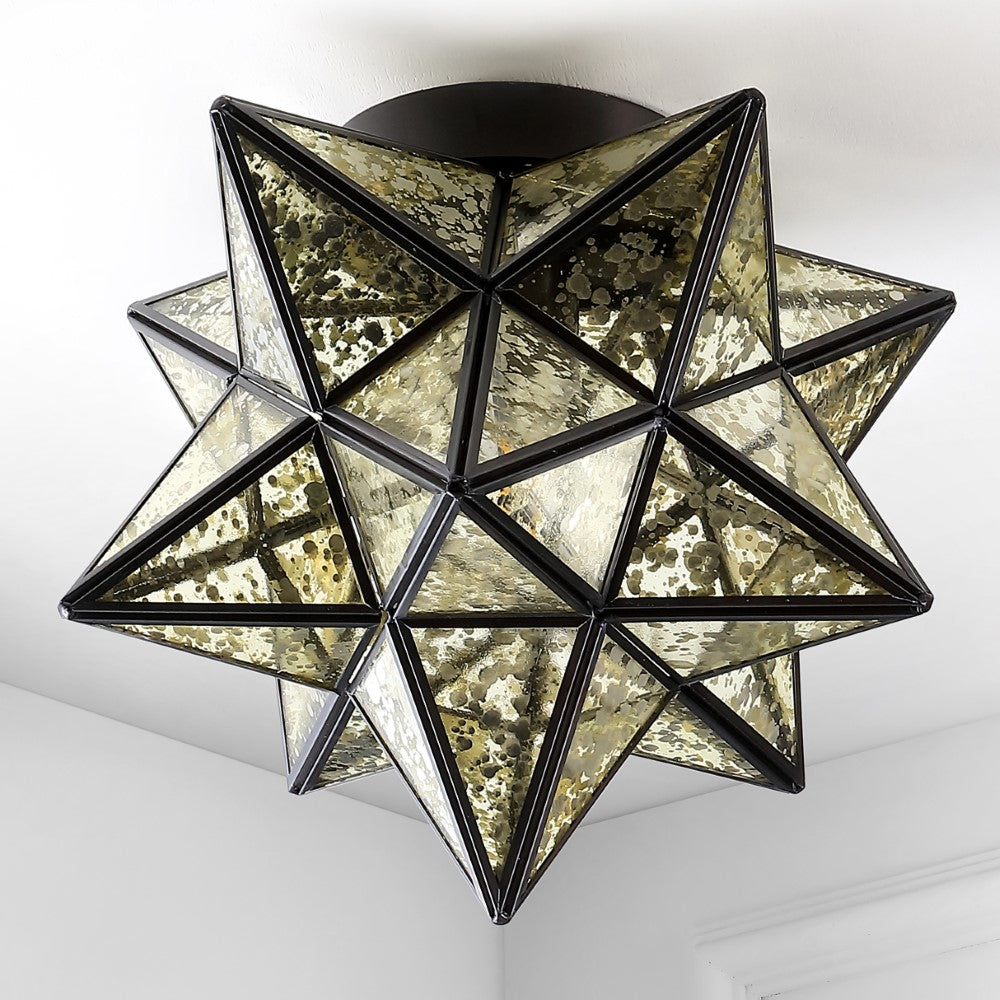 Gimignano 12" Moravian Star Metal/Clear Glass LED Flush Mount