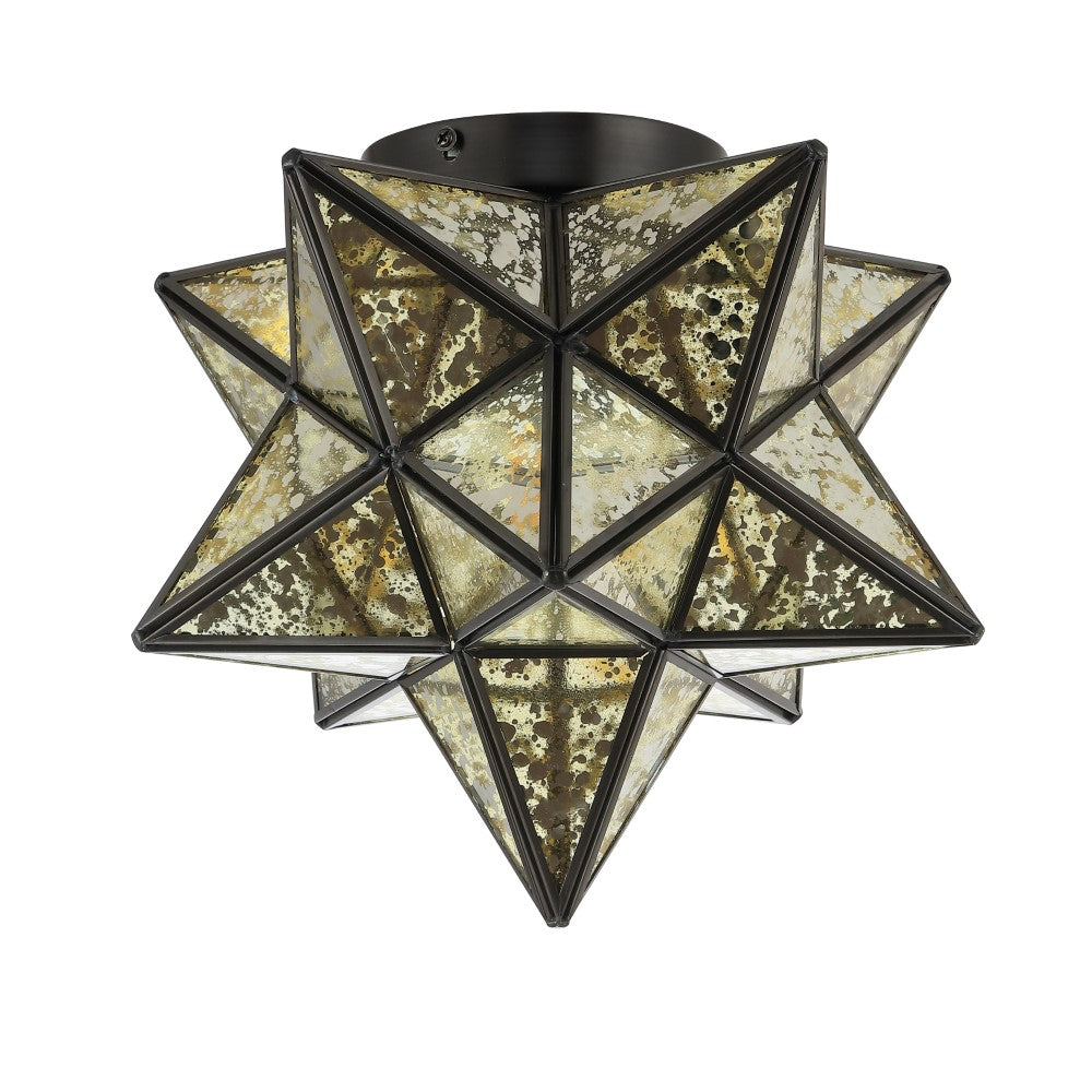 Gimignano 12" Moravian Star Metal/Clear Glass LED Flush Mount