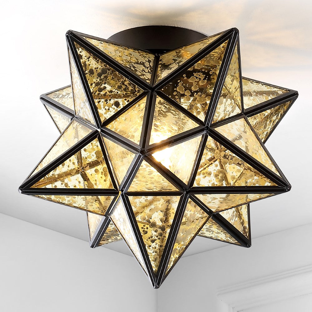 Gimignano 12" Moravian Star Metal/Clear Glass LED Flush Mount