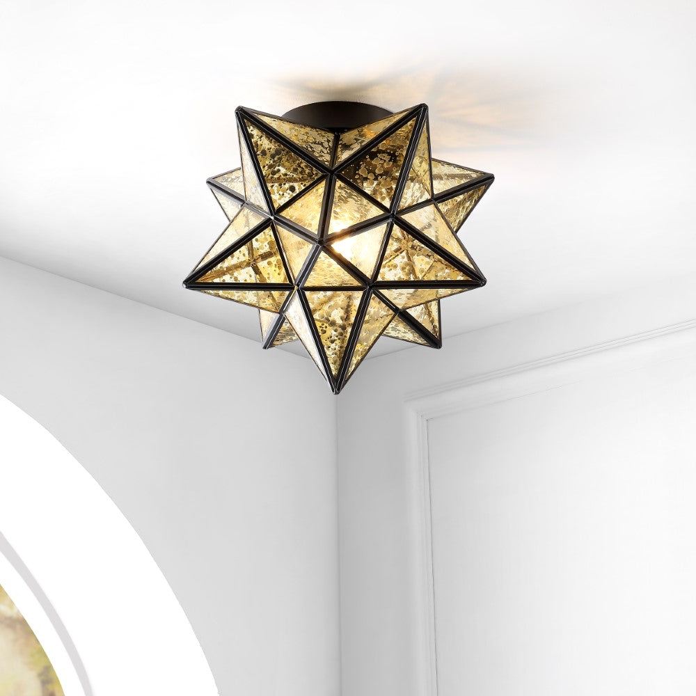 Gimignano 12" Moravian Star Metal/Clear Glass LED Flush Mount
