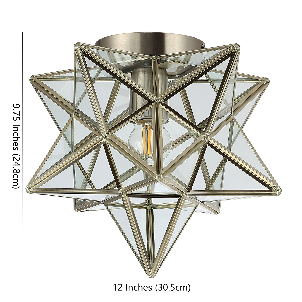 Gimignano 12" Moravian Star Metal/Clear Glass LED Flush Mount