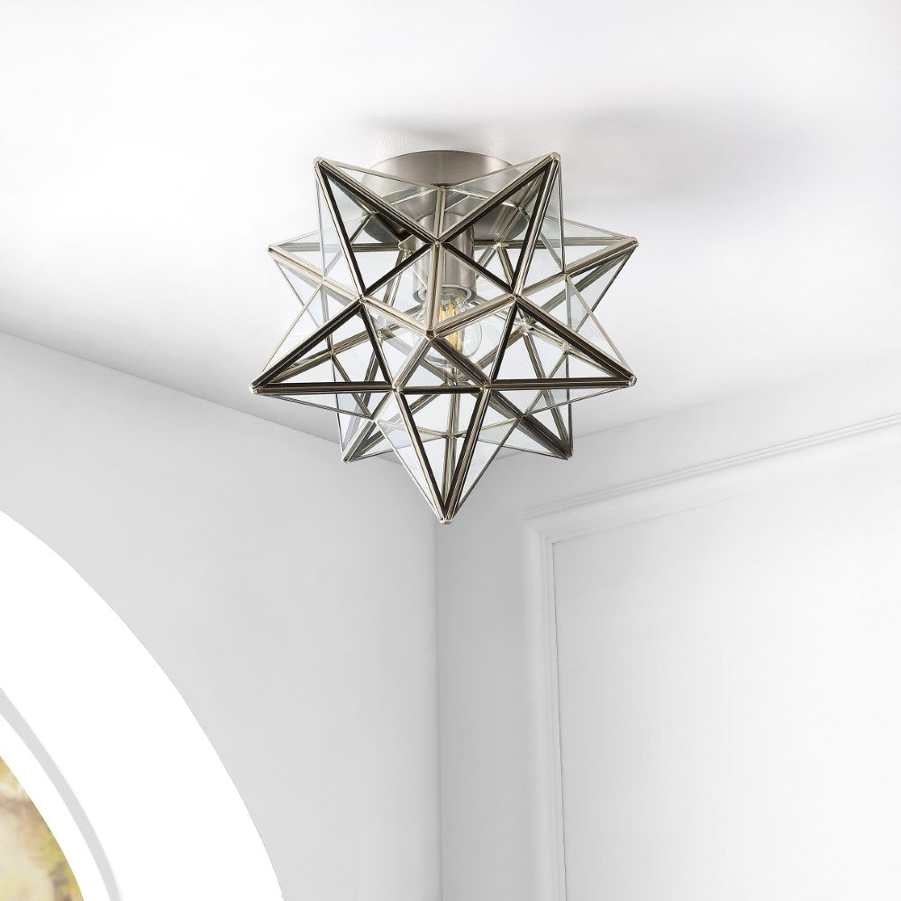 Gimignano 12" Moravian Star Metal/Clear Glass LED Flush Mount