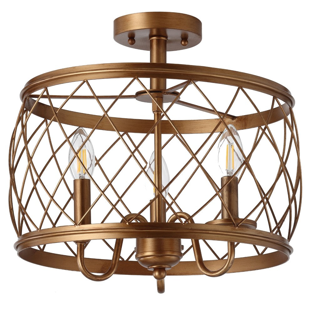 Pisa 15" 3-Light Metal LED Semi Flush Mount Ceiling Light