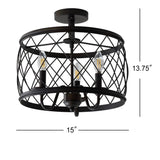 Pisa 15" 3-Light Metal LED Semi Flush Mount Ceiling Light