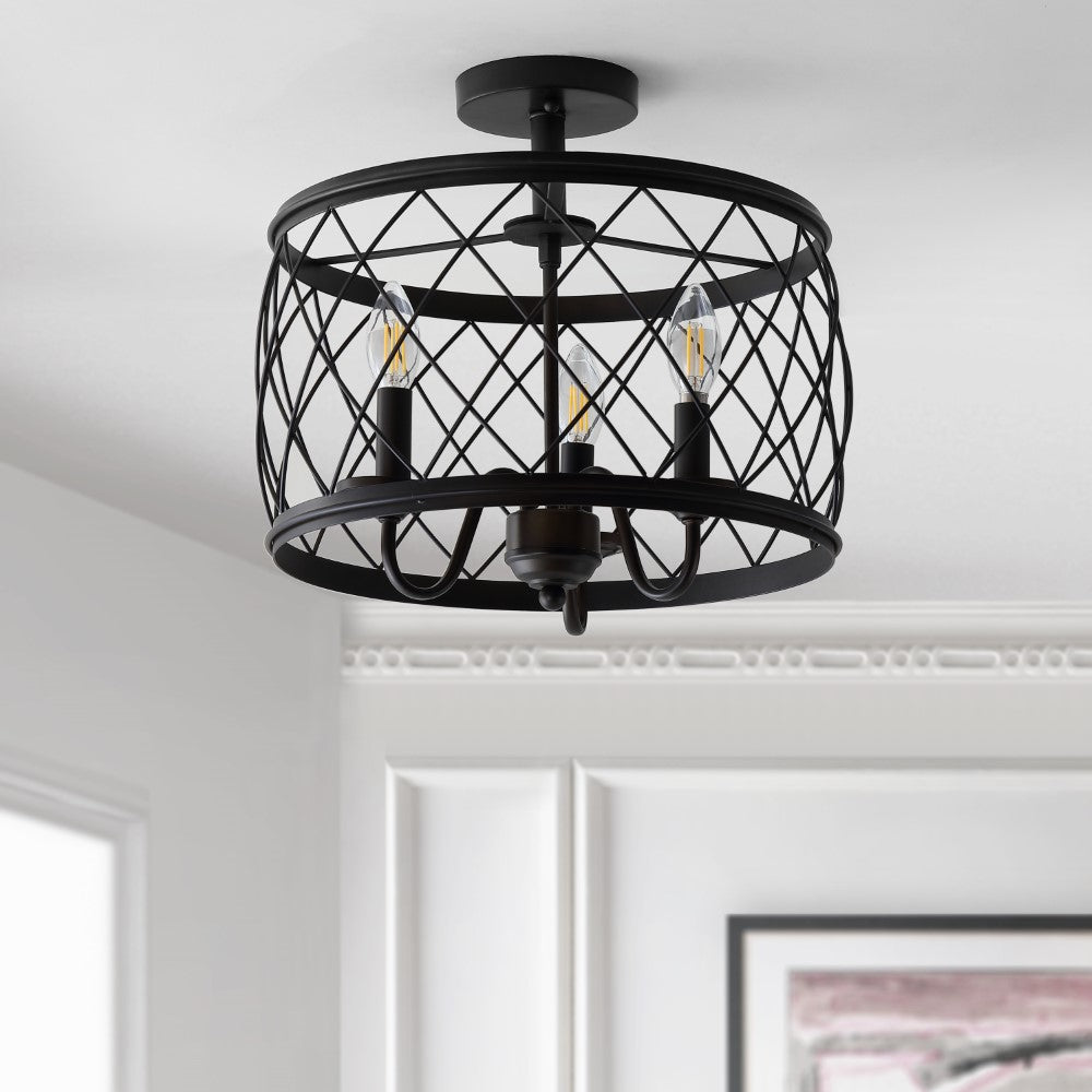 Pisa 15" 3-Light Metal LED Semi Flush Mount Ceiling Light
