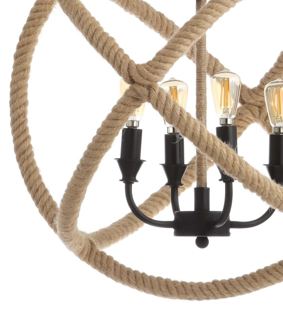 Marigold 4-Light 20" Adjustable Globe Metal/Rope LED Pendant