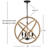 Marigold 4-Light 20" Adjustable Globe Metal/Rope LED Pendant