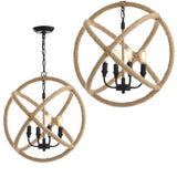 Marigold 4-Light 20" Adjustable Globe Metal/Rope LED Pendant