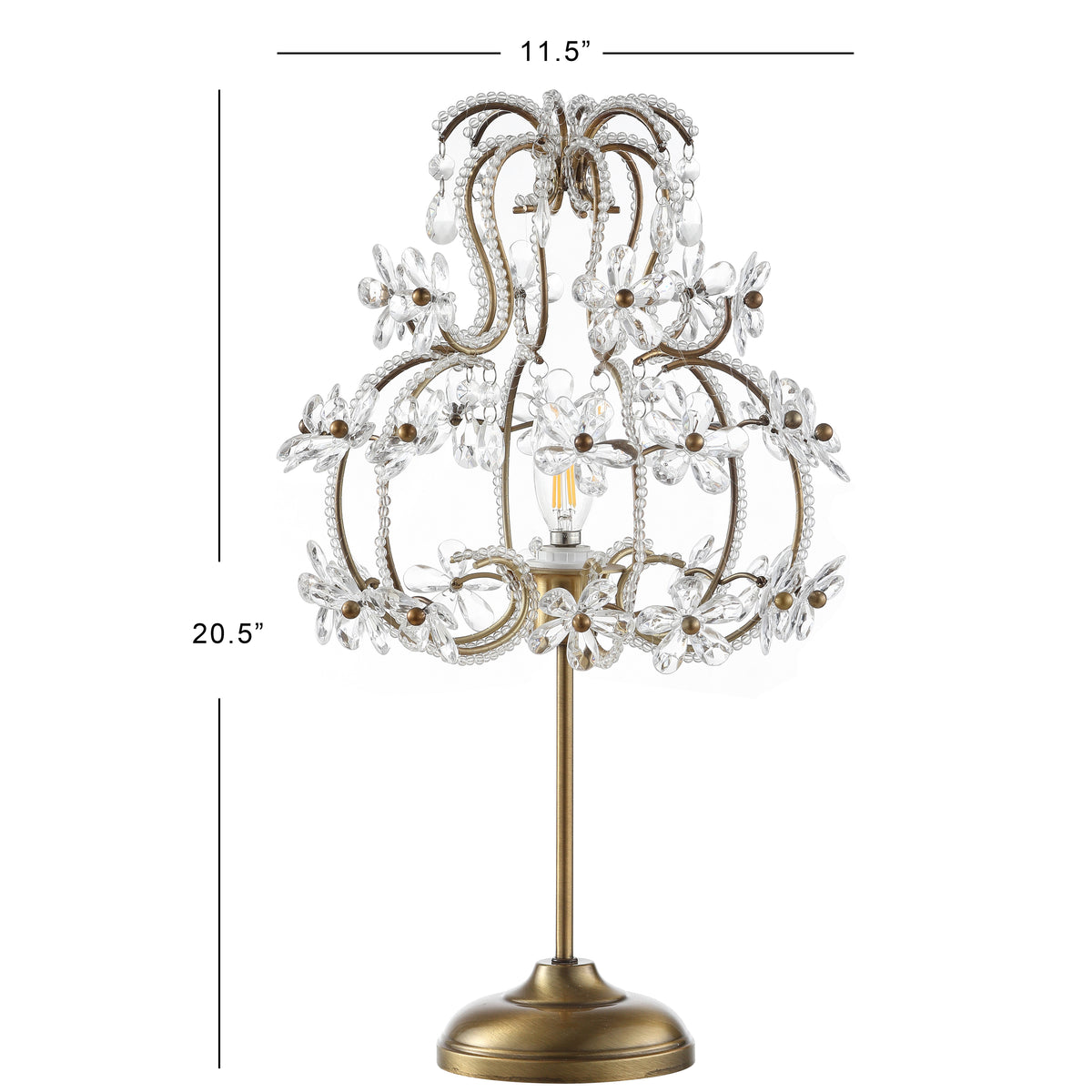 Sinoto 20.5" Crystal Flower Beaded Girandole Metal/Acrylic LED Table Lamp