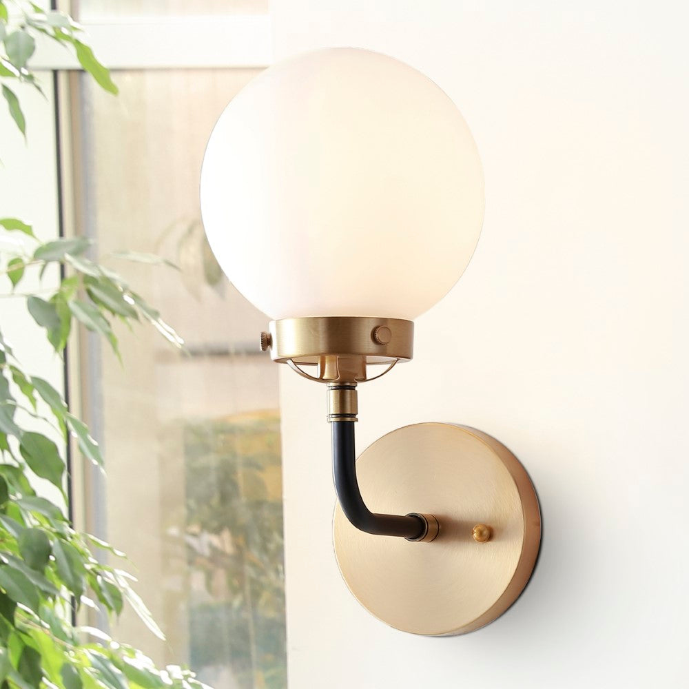 Iris Brass Vanity Wall Sconce Frosted