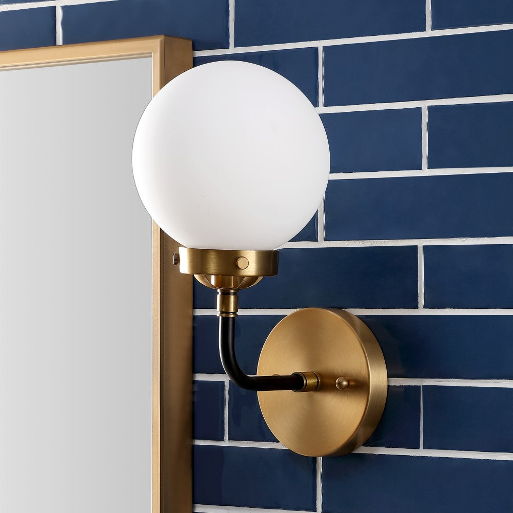 Iris Brass Vanity Wall Sconce Frosted