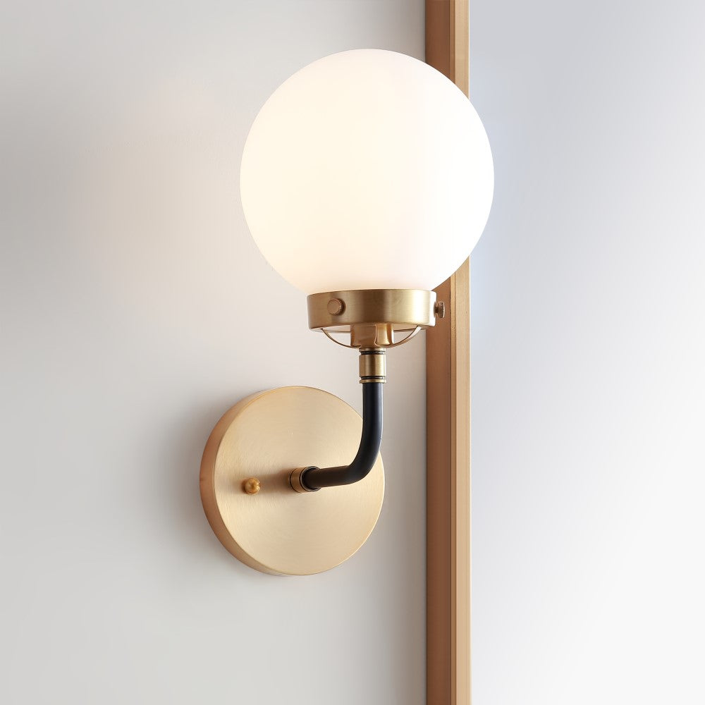 Iris Brass Vanity Wall Sconce Frosted