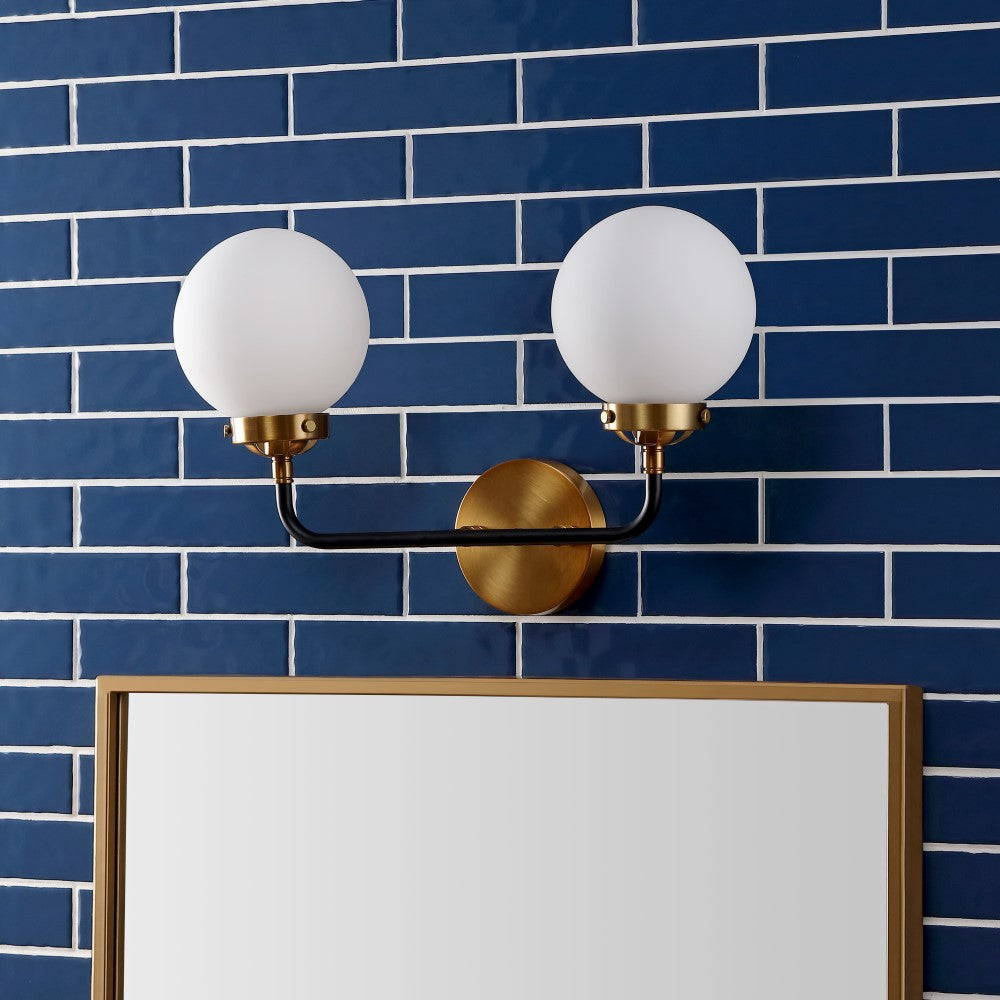 Iris Brass Vanity Wall Sconce Frosted
