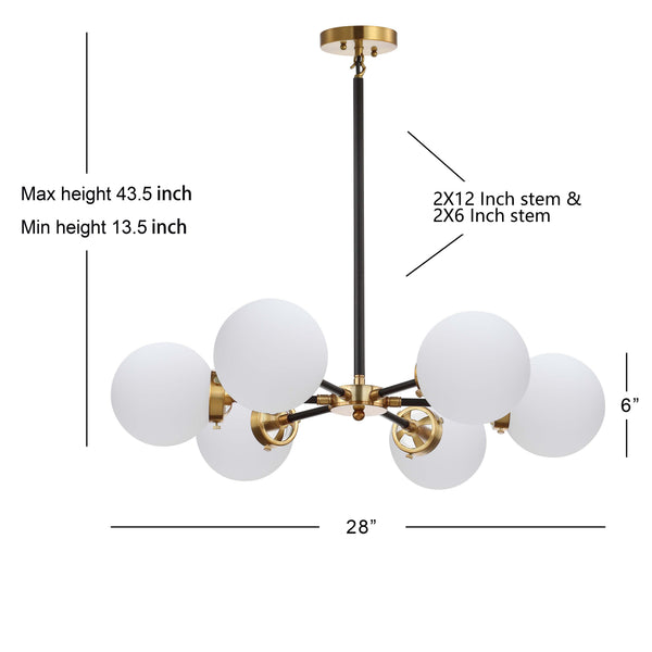 Dimension Image Brass Gold/Black / 6-Light Frosted