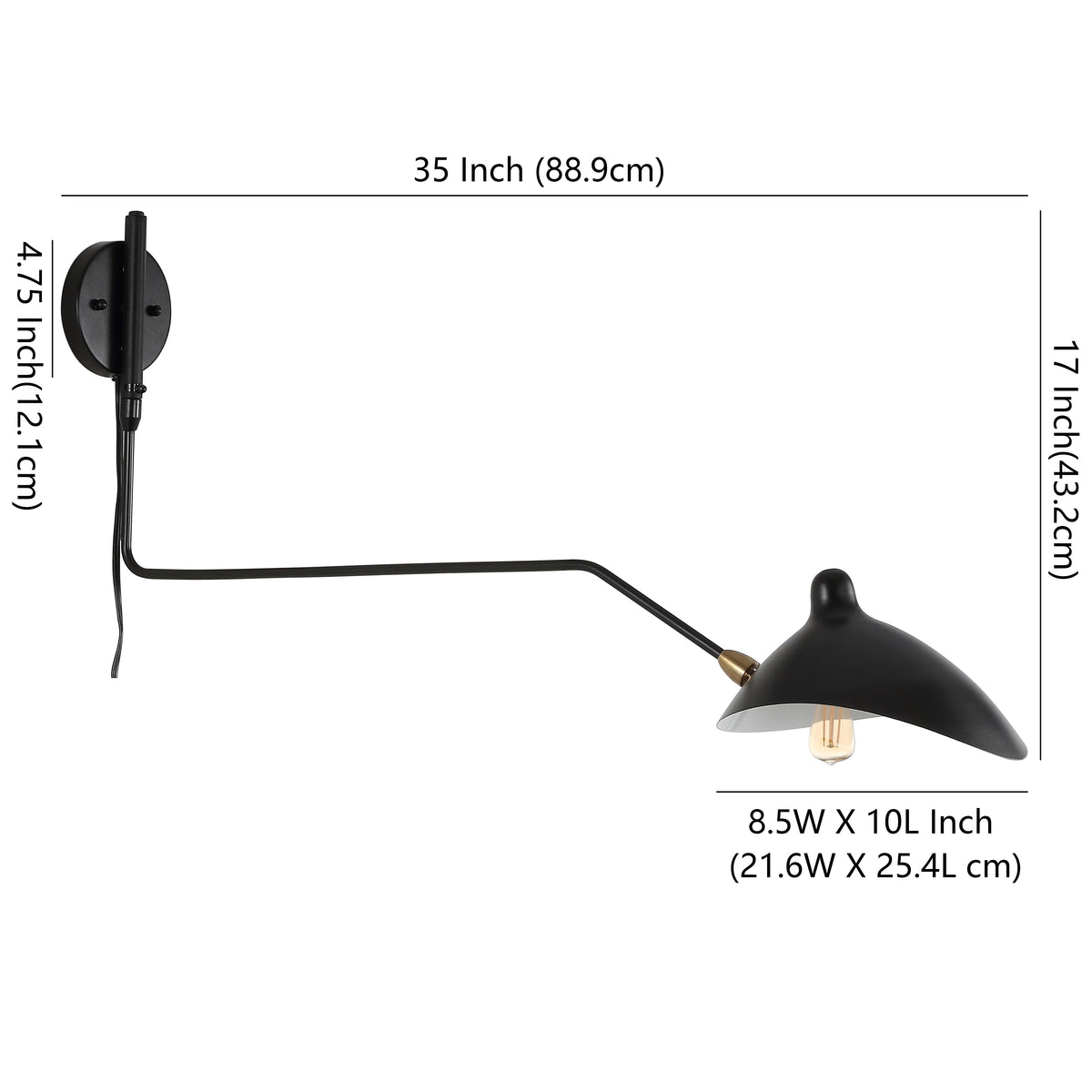 Toklas 35" Iron Retro Swing LED Wall Sconce