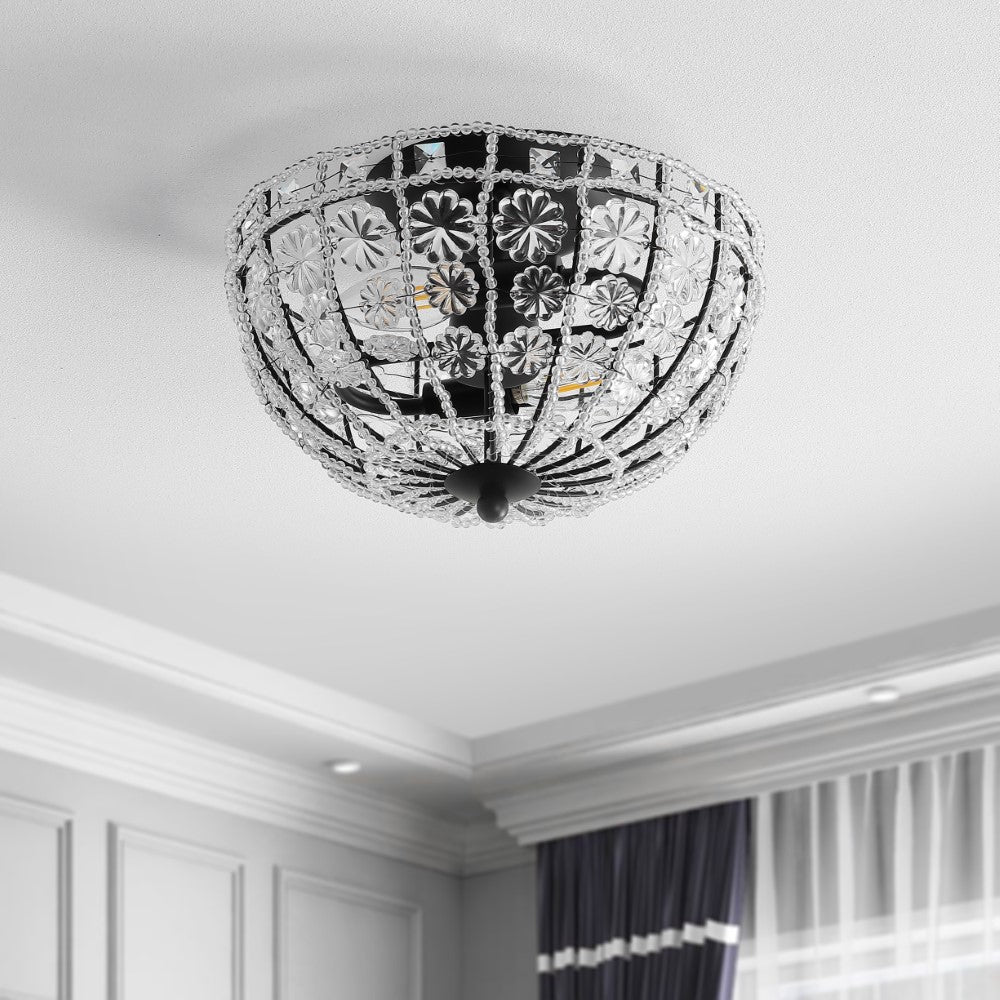 Papuan 12" Crystal Flower Metal/Acrylic LED Semi-Flush Mount