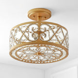 Ellison 3-Light 13.25" Iron/Crystal Modern Glam LED Flush Mount