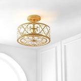 Ellison 3-Light 13.25" Iron/Crystal Modern Glam LED Flush Mount