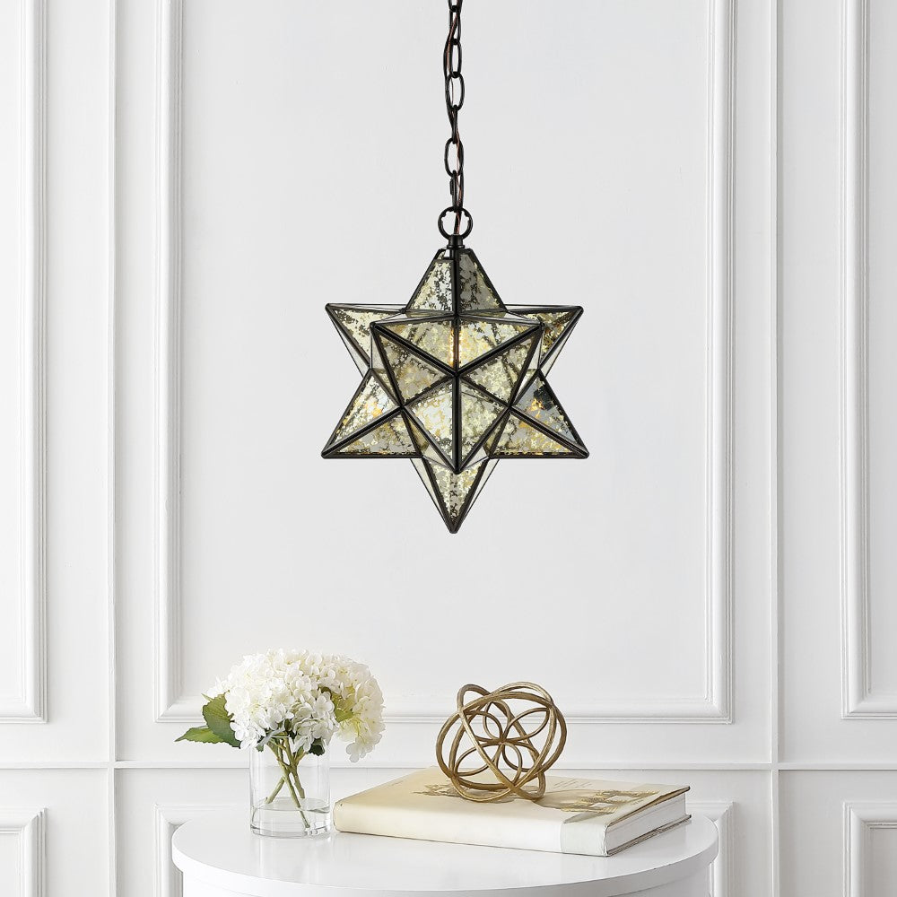 Ahott 12" Moravian Star Metal/Clear Glass LED Pendant