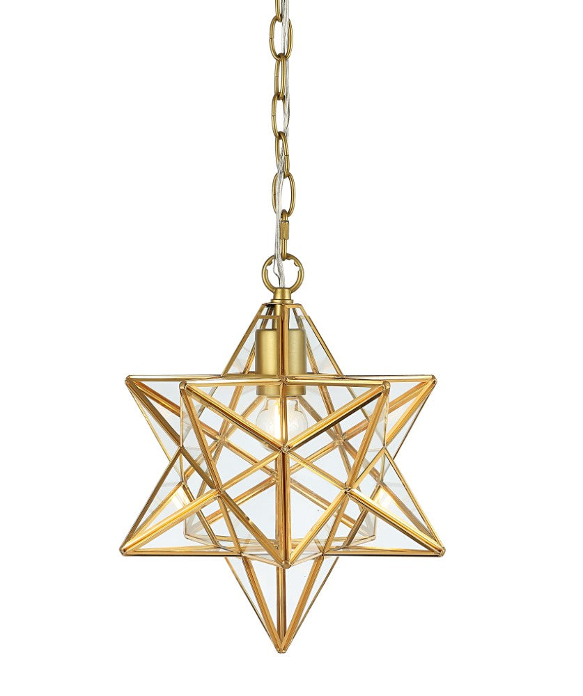 Ahott 12" Moravian Star Metal/Clear Glass LED Pendant