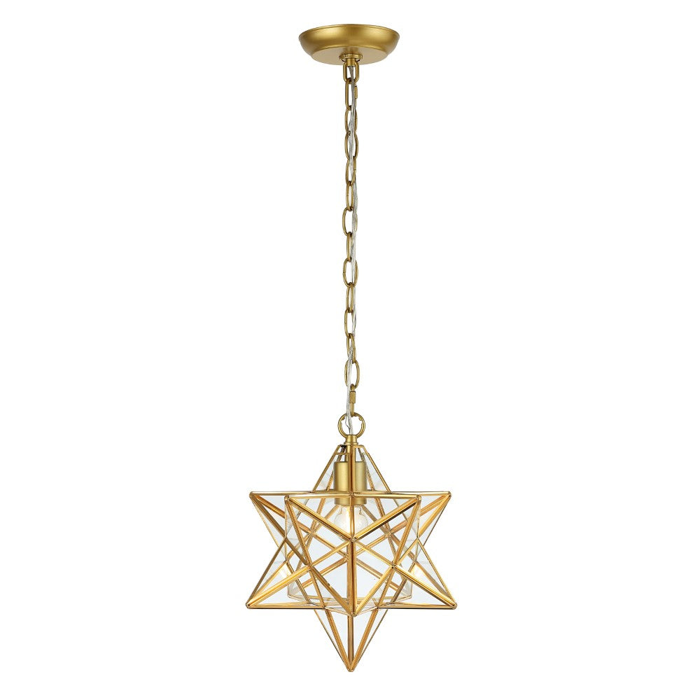 Ahott 12" Moravian Star Metal/Clear Glass LED Pendant