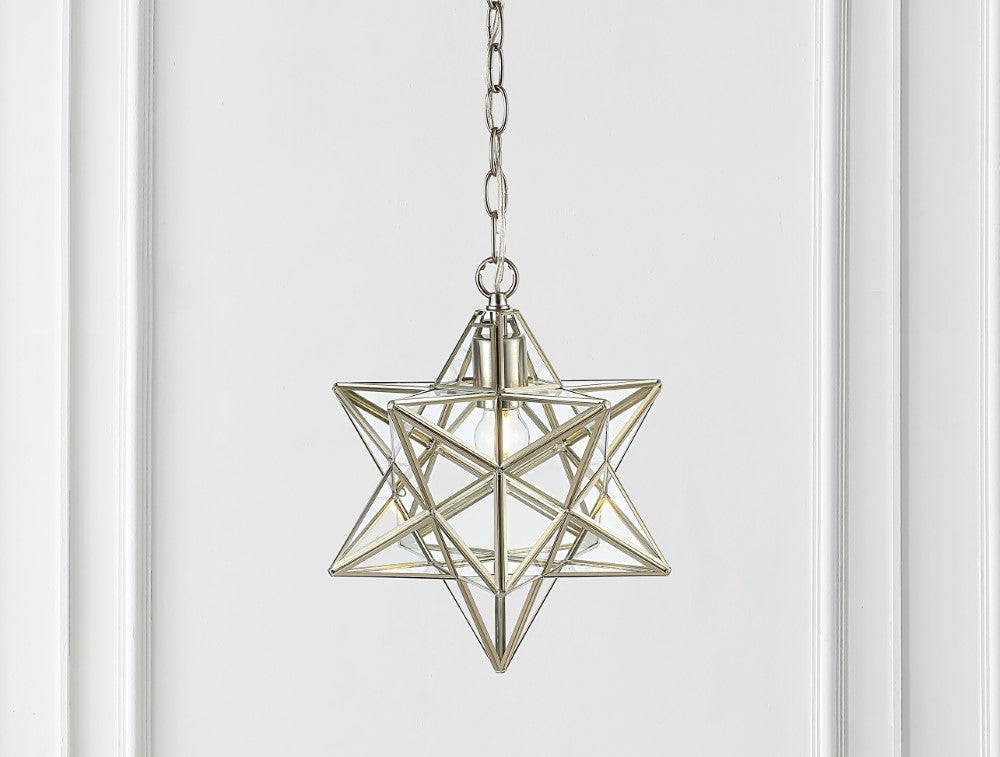 Ahott 12" Moravian Star Metal/Clear Glass LED Pendant