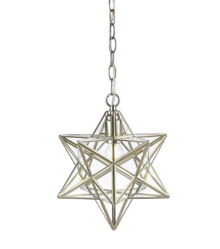 Ahott 12" Moravian Star Metal/Clear Glass LED Pendant