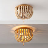 Mila 15" Wood Beaded/Metal LED Flush Mount