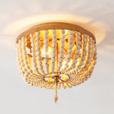 Mila 15" Wood Beaded/Metal LED Flush Mount