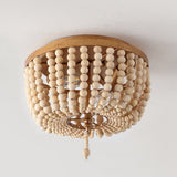 Mila 15" Wood Beaded/Metal LED Flush Mount