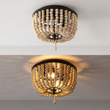Mila 15" Wood Beaded/Metal LED Flush Mount