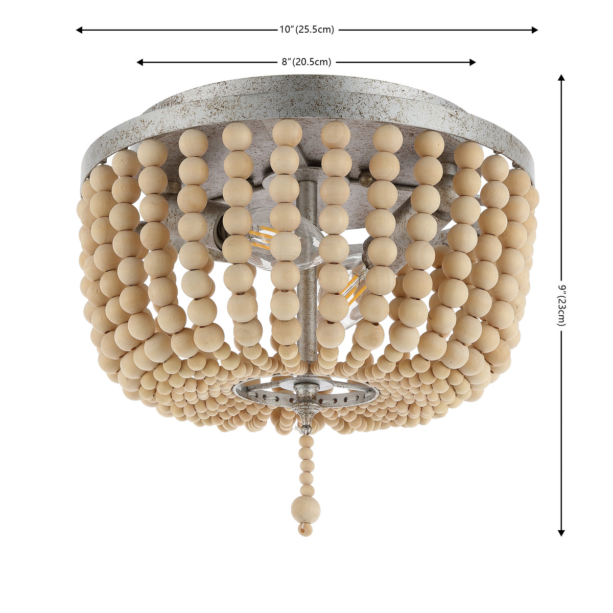 Mila 15" Wood Beaded/Metal LED Flush Mount
