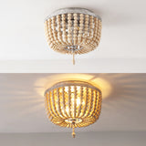 Mila 15" Wood Beaded/Metal LED Flush Mount