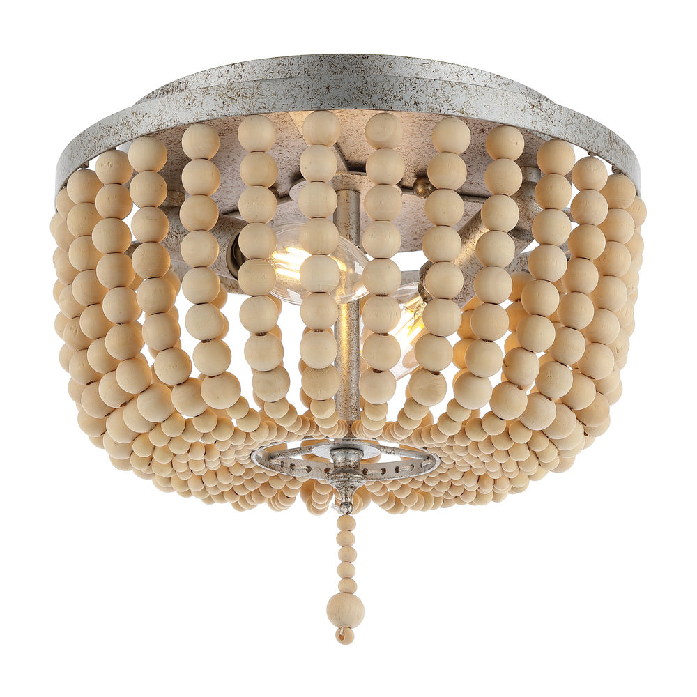 Mila 15" Wood Beaded/Metal LED Flush Mount