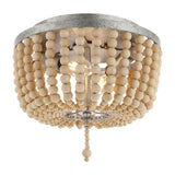 Mila 15" Wood Beaded/Metal LED Flush Mount