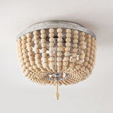 Mila 15" Wood Beaded/Metal LED Flush Mount