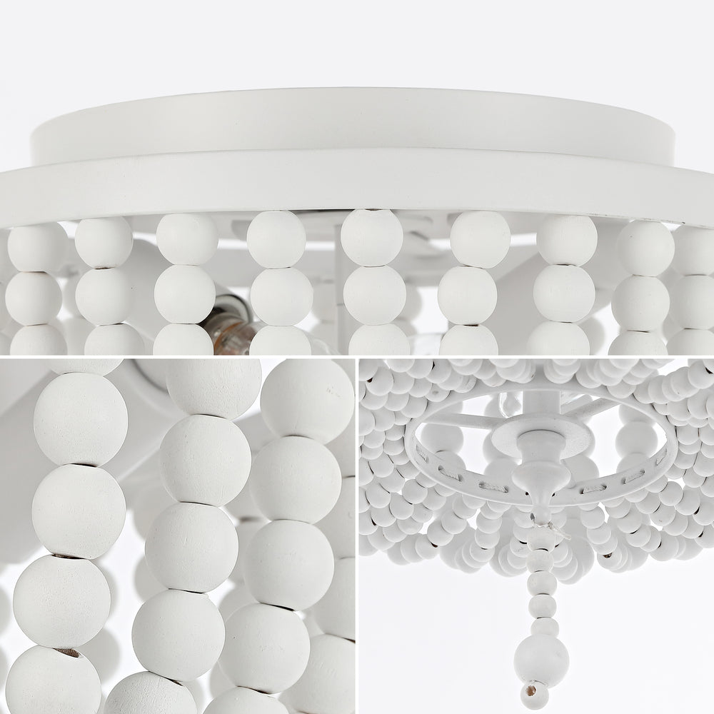 Mila 15" Wood Beaded/Metal LED Flush Mount