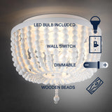 Mila 15" Wood Beaded/Metal LED Flush Mount