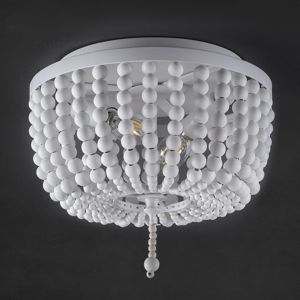 Mila 15" Wood Beaded/Metal LED Flush Mount