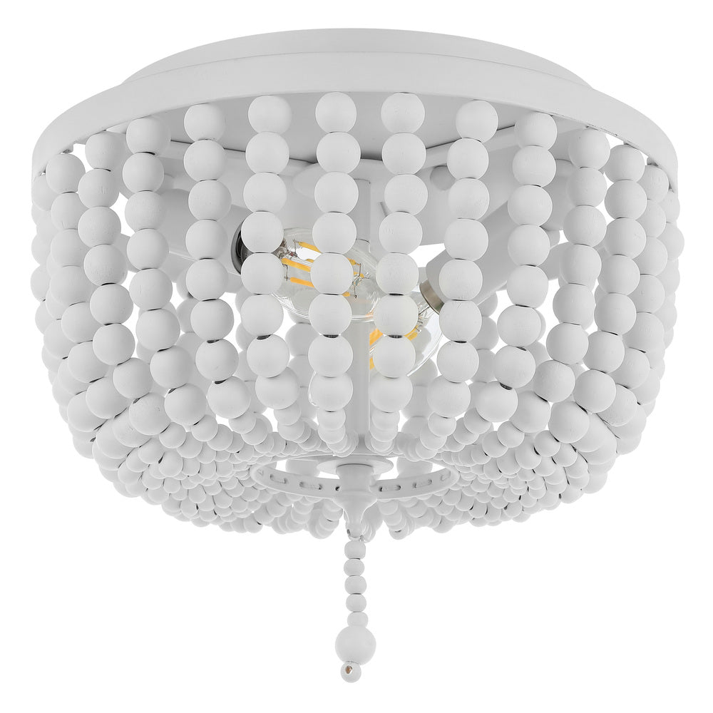 Mila 15" Wood Beaded/Metal LED Flush Mount